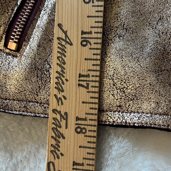 Anthropologie Brisa Metallic Cropped Faux Leather Moto Jacket Size XS - Picture 14 of 14